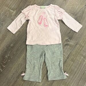 Vintage Savannah Baby Set Ballet Slippers Shirt & Flare Pants Coquette Bows